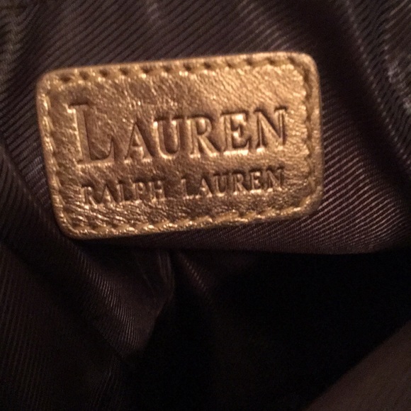 Ralph Lauren Suede Two Strap Brown and Gold Purse - Picture 3 of 5